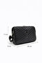 Women's Black Leather V Quilted Stitching Design Cross Strap 3-Compartment Double Zipper Daily Shoulder Bag - 8