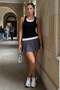 Black Double Layer Look Women's Tank Top Mg2558