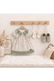 Amante Baby Girl Floral Patterned Guipure Detailed Summer Linen Dress - 3