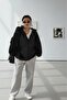 Women's Black Zippered Hooded Cardigan Jacket
