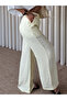 Lined wide leg pants - yellow - 2