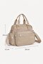 Women's Beige Satin Shiny Waterproof Multi-Compartment Hand & Shoulder Bag — Daily Mini Crossbody Bag with Column Strap - 4