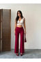 Hidden Zipper Pants - Burgundy
