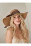 Straw Beige Hat for Women – Wide Brim Ribbon Leopard Detail Summer Beach Hat Premium - 6