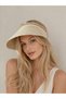 Summer Striped Wide Brim Cream Sun Visor – Tennis Sports Beach Hat Tepi Açık - 2