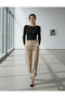 Women's Black Boat Neck Slim Fit Tight Fitting Long Sleeve Ribbed Blouse - 4