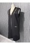 Steel Mesh 3-Button Colorful Floral Embroidered Slit Mother's Tunic Vest Black - 3