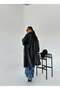 Black Leather-Look Long Trench Coat - 2