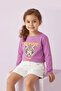 Girl's Aslan Printed Long Sleeve Slim S Single Jersey Tshirt - 31586 - Lilac - 2