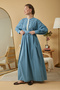 Lace Rib Detailed Dress Blue - 6