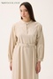 Judge Collar Stitched Linen Dress Stone