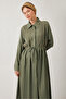 Lace Dress with Hidden Buttons Khaki - 2