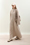 Stone Color Stand Collar Shirt Dress - 3
