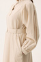 Judge Collar Stitched Linen Dress Stone - 5