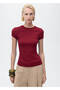 Short Sleeve Rib Knit Jersey T-Shirt