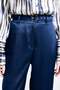 Lisa Belt Detailed Satin Trousers - Navy Blue - 6