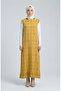 Checkered Textured Gilet Dress 2514-02 Mustard - 2