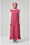 Checkered Textured Gilet Dress 2514-04 Pink - 2