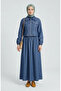 Zippered Denim Look Double Suit 0254-05 Denim Blue - 3