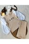 Beige Flowers Embroidered Set - 2