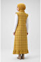 Checkered Textured Gilet Dress 2514-02 Mustard - 3