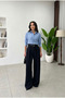 Women's High-Waisted Bridge-Loop Belt Detail Wide Leg Stylish Pants