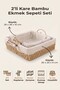 Set of 2 Square Bamboo Bread Baskets, Metal Frame with Handles, Lace Floral Pattern Fabric - 2