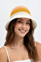 Women's Yellow Transitional Straw Weave Bucket Hat Bohemian Style Beach and Sun Hat - 5