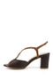 Women's Brown Thick Heeled Open Back Genuine Leather Shoes - 6