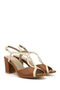 Women's Tan Thick Heeled Open Back Genuine Leather Shoes - 5