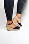 Women's Linen Wedge Heel Espadrille – Summer Sandals with Straw Back - 3