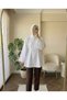 Women's High Collar Belted Tunic Blouse Balloon Sleeve Relaxed Fit Hijab Shirt
