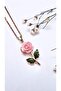 Colorful Enameled Rose Figured Steel Necklace - 4