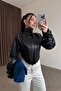 Long Sleeve Detail Corset Leather Jacket - 2
