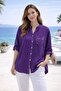 Sequin Detailed Three-Quarter Sleeve Italian Shirt