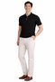 Men's Polo Collar T-Shirt with Snap Detail Corded Fabric Black - C1T-1239