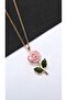Colorful Enameled Rose Figured Steel Necklace