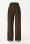 Women's High Waist Bitter Brown Pleated Detailed Wide Leg Fabric Trousers - 5
