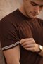 Dale Striped Cuff Crew Neck Slim Knitwear Knitted Regular Fit Men's T-Shirt - Brown - 3