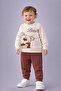 Baby Boy Teddy Bear Toy Bear Front-Back Printed 2-Piece Tracksuit Set – Transitional 2-Thread Bottom Top Set
