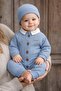 Baby boy 3-piece set waffle fabric hat+bottom snap bodysuit+jumpsuit set 0-3-6-9-12 months old