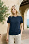 Unisex Slim Fit 100% Cotton Soft Textured Crew Neck Navy Blue T-Shirt - 6
