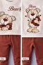 Baby Boy Teddy Bear Toy Bear Front-Back Printed 2-Piece Tracksuit Set – Transitional 2-Thread Bottom Top Set - 5