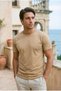 Unisex Slim Fit 100% Cotton Soft Textured Crew Neck Cream T-Shirt