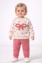 Baby Girl Heart Bow Embroidered 2-Piece Top and Bottom Set 2Yarn m Transitional Tracksuit Set 3-12 Months