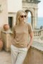 Unisex Slim Fit 100% Cotton Soft Textured Crew Neck Cream T-Shirt - 4