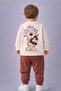 Baby Boy Teddy Bear Toy Bear Front-Back Printed 2-Piece Tracksuit Set – Transitional 2-Thread Bottom Top Set - 3