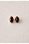 Plum Brown Gold Oval Frame Vintage Steel Earrings - 2