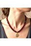 Women's Red Crystal Tree of Life Locket Necklace Handmade Bijouterie Gift Accessory