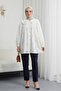 Baby collar lace pearl and stone detailed lined linen shirt - white
